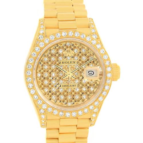 Photo of Rolex President Crown Collection Yellow Gold Pave Diamond Watch 69158