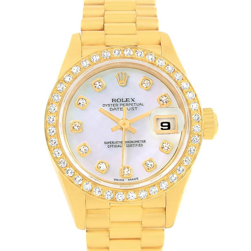 Rolex President Datejust 18K Yellow Gold MOP Diamond Watch 69138 SwissWatchExpo