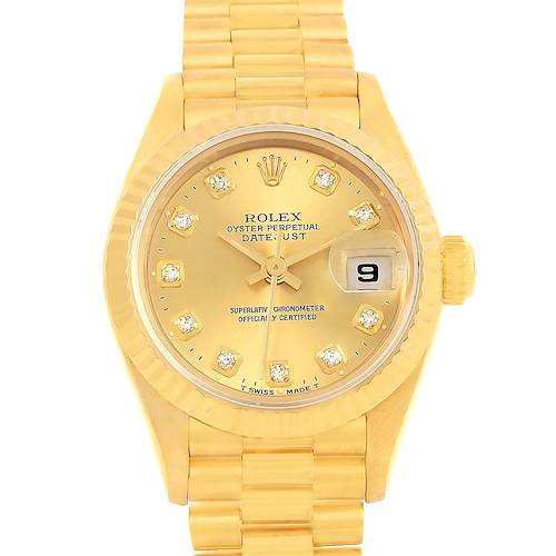 Photo of Rolex President Datejust Yellow Gold Diamond Ladies Watch 69178 Box