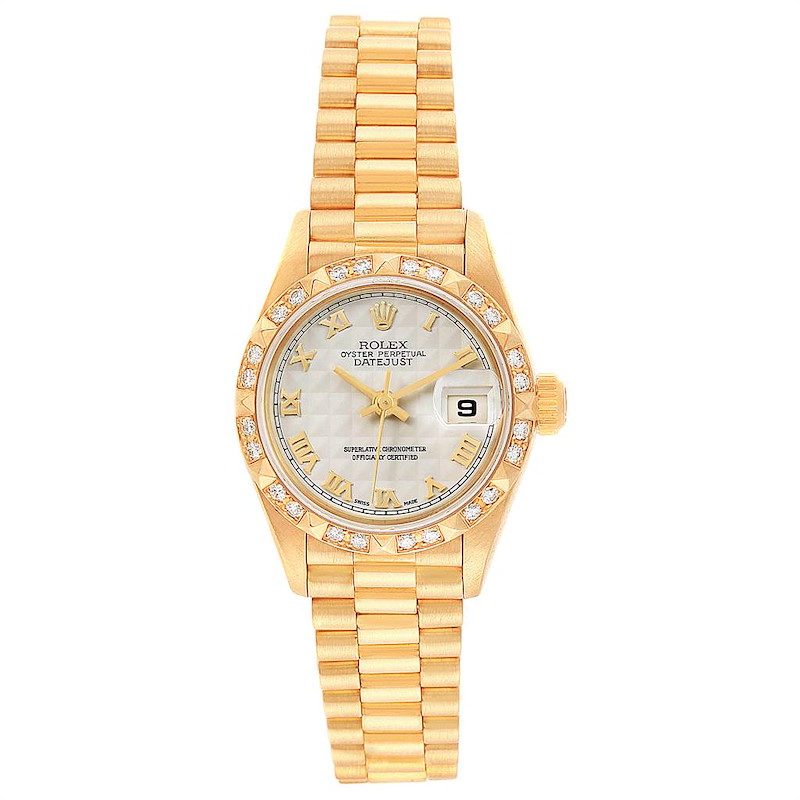 Rolex President Datejust 18k Yellow Gold Diamond Ladies Watch 69258 SwissWatchExpo