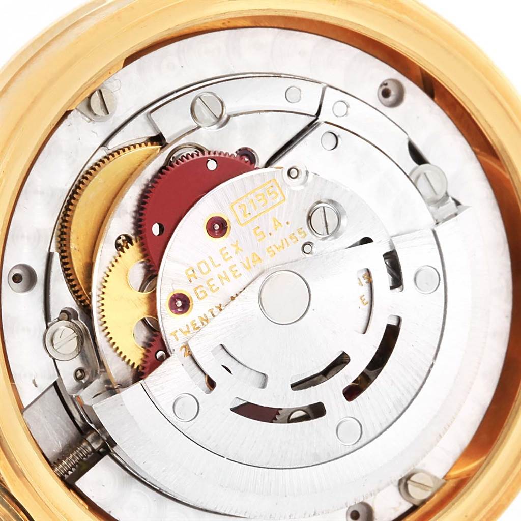 The image shows a close-up view of the movement inside a Rolex President 68158 Women's Yellow Gold Champagne Dial 68158 Women's Yellow Gold Champagne Dial model watch.