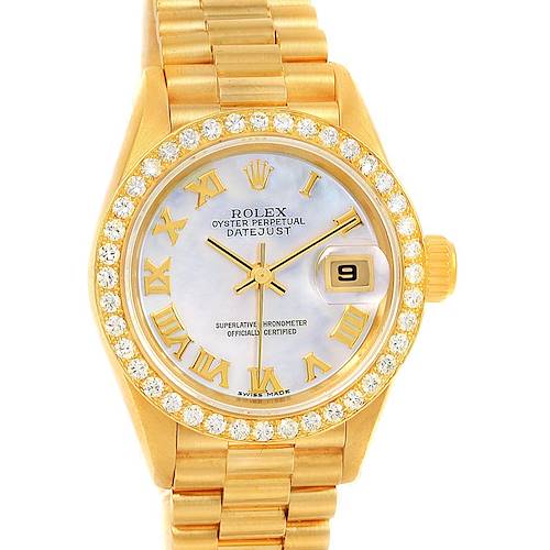 Photo of Rolex President Datejust 26mm Yellow Gold MOP Dial Diamond Watch 79178