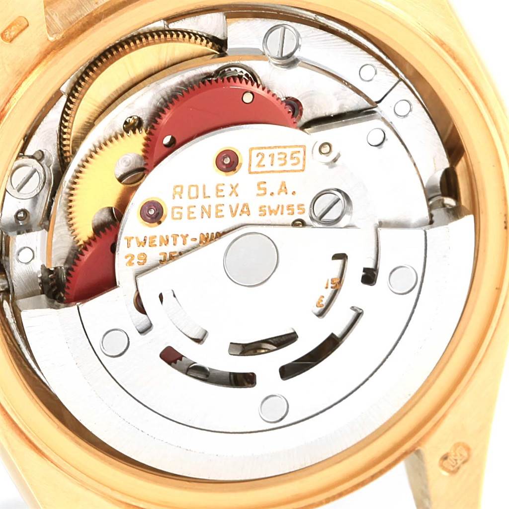 This image shows the inner mechanical parts of the Rolex President 69138 Women's Yellow Gold Champagne Dial 69138 Women's Yellow Gold Champagne Dial model watch, focusing on the movement mechanism.