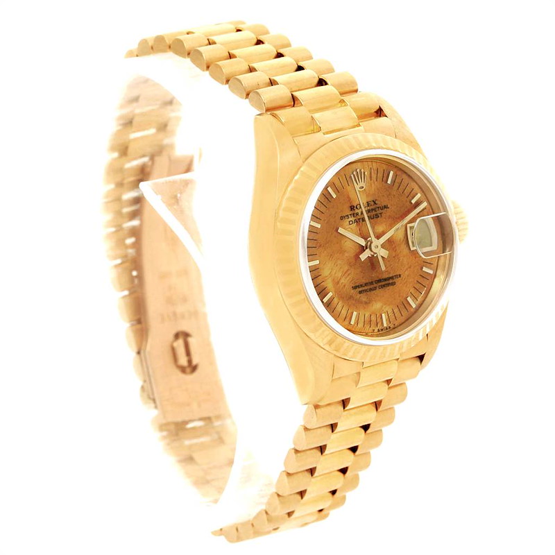 Rolex President Datejust Yellow Gold Burlwood Dial Ladies Watch