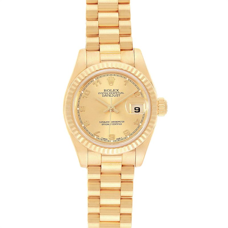 Rolex President Datejust Arabic Dial Yellow Gold Ladies  Watch 179178 SwissWatchExpo