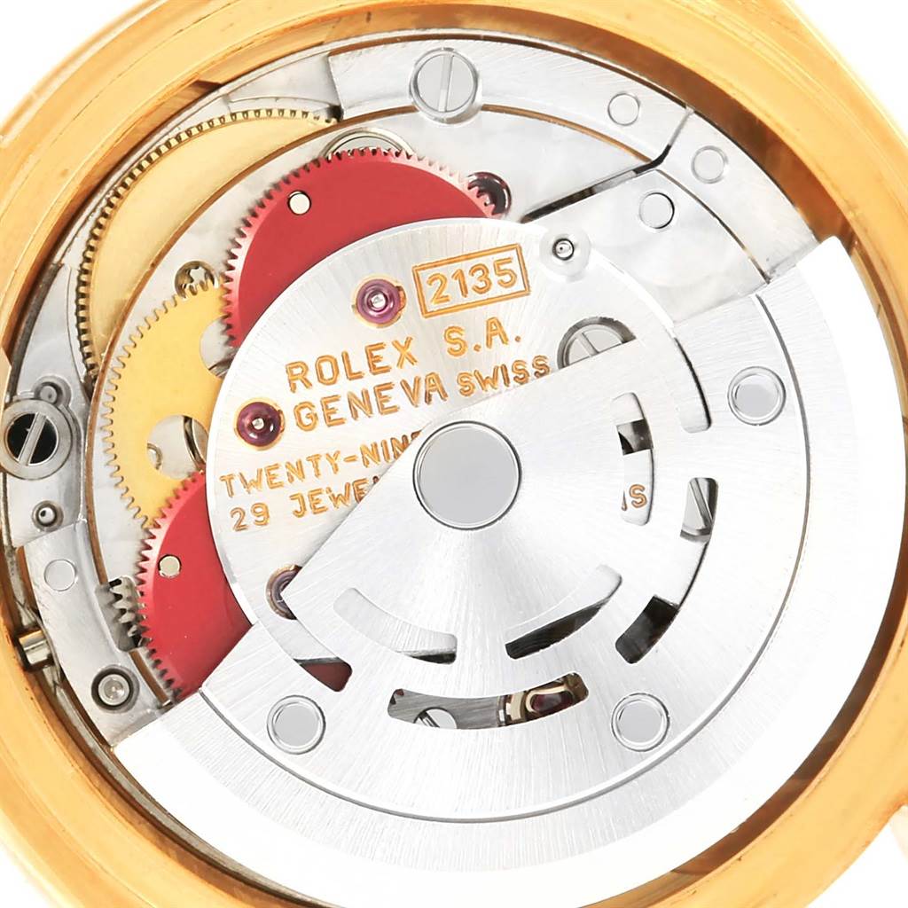 This image shows the internal mechanical movement and components of a Rolex President 69178 Women's Yellow Gold Blue Dial 69178 Women's Yellow Gold Blue Dial model watch.