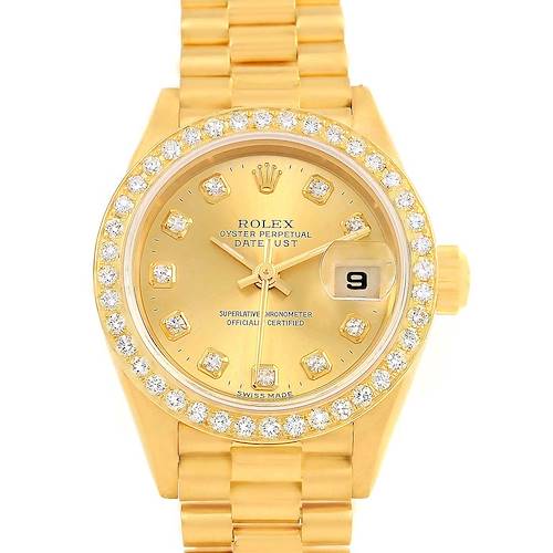 Photo of Rolex President Datejust 26mm Yellow Gold Diamond Ladies Watch 69178