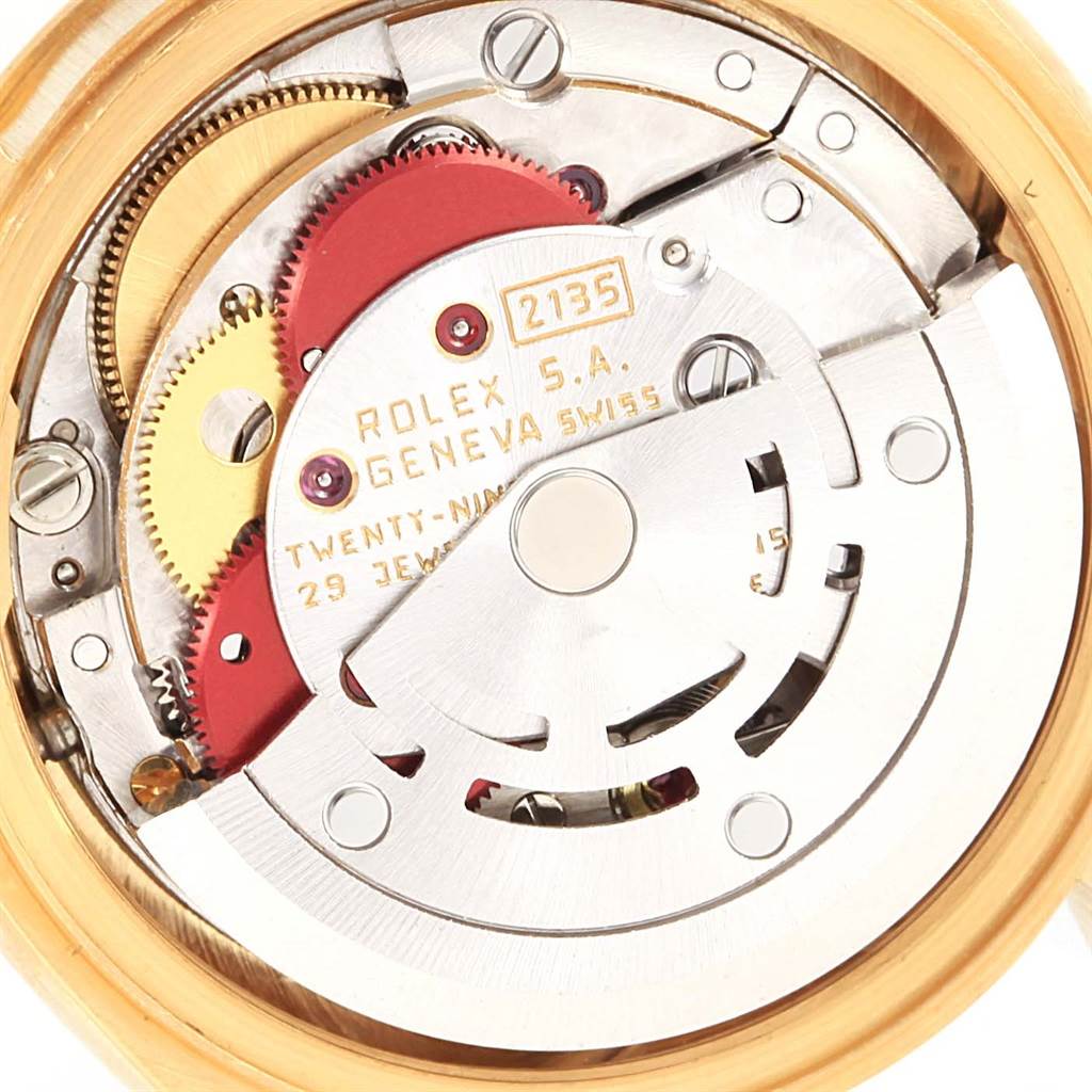 This image shows the inner workings and movement mechanism of a Rolex President 69178 Women's Yellow Gold White Dial 69178 Women's Yellow Gold White Dial model watch.