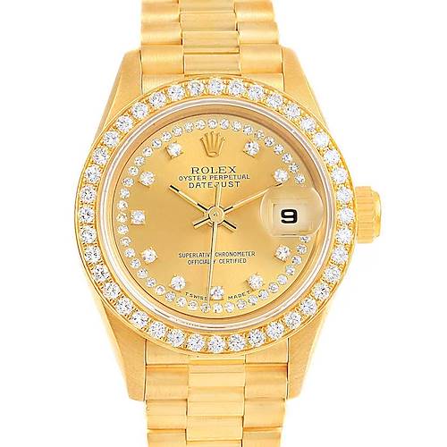 Photo of Rolex President Ladies 18k Yellow Gold String Diamond Watch 69178