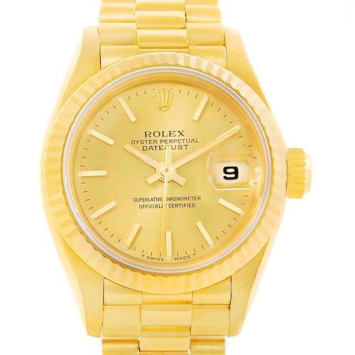 Photo of Rolex President Datejust Yellow Gold Fluted Bezel Ladies Watch 69178
