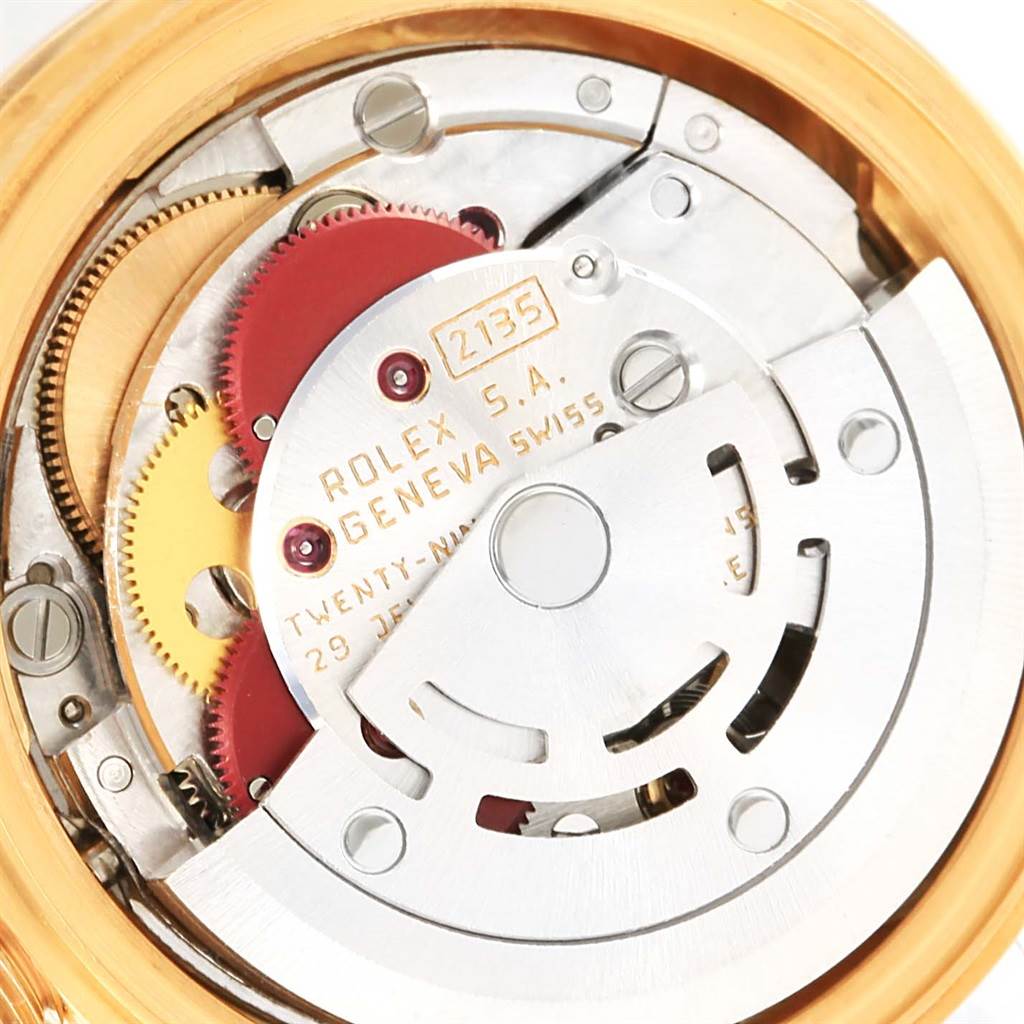 This image shows the internal mechanism of the Rolex President 69178 Women's Yellow Gold Champagne Dial 69178 Women's Yellow Gold Champagne Dial model watch viewed from the back.