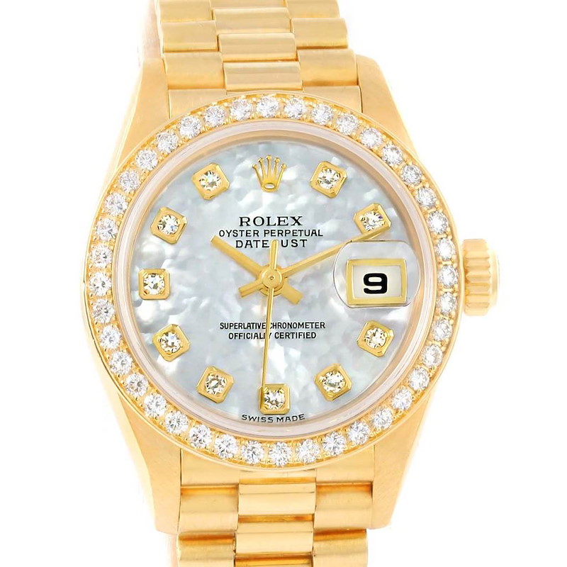 Rolex President Datejust Ladies Yellow Gold MOP Diamonds Watch 79138 SwissWatchExpo