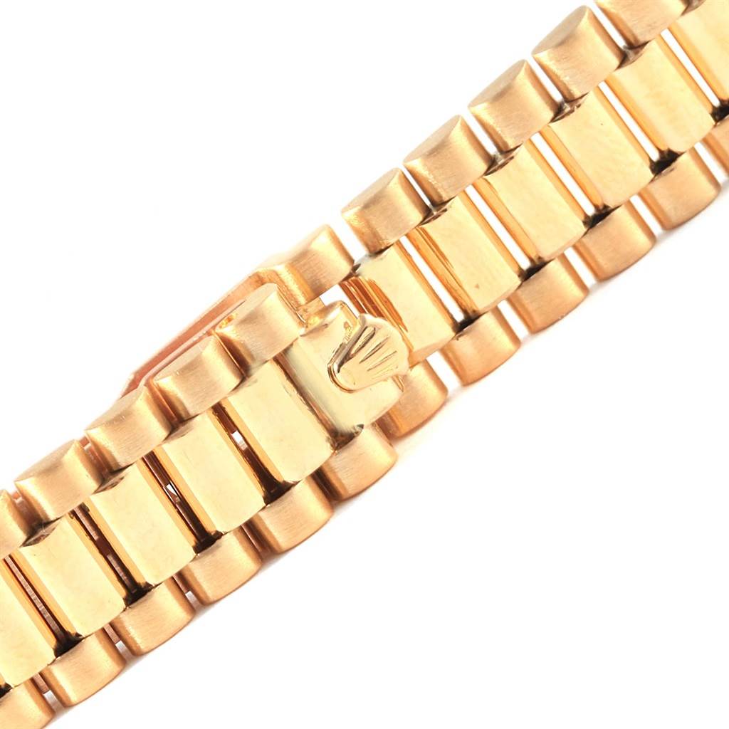 The image shows the gold link bracelet with the clasp of a Rolex President 69178 Women's Yellow Gold Champagne Dial 69178 Women's Yellow Gold Champagne Dial model watch.