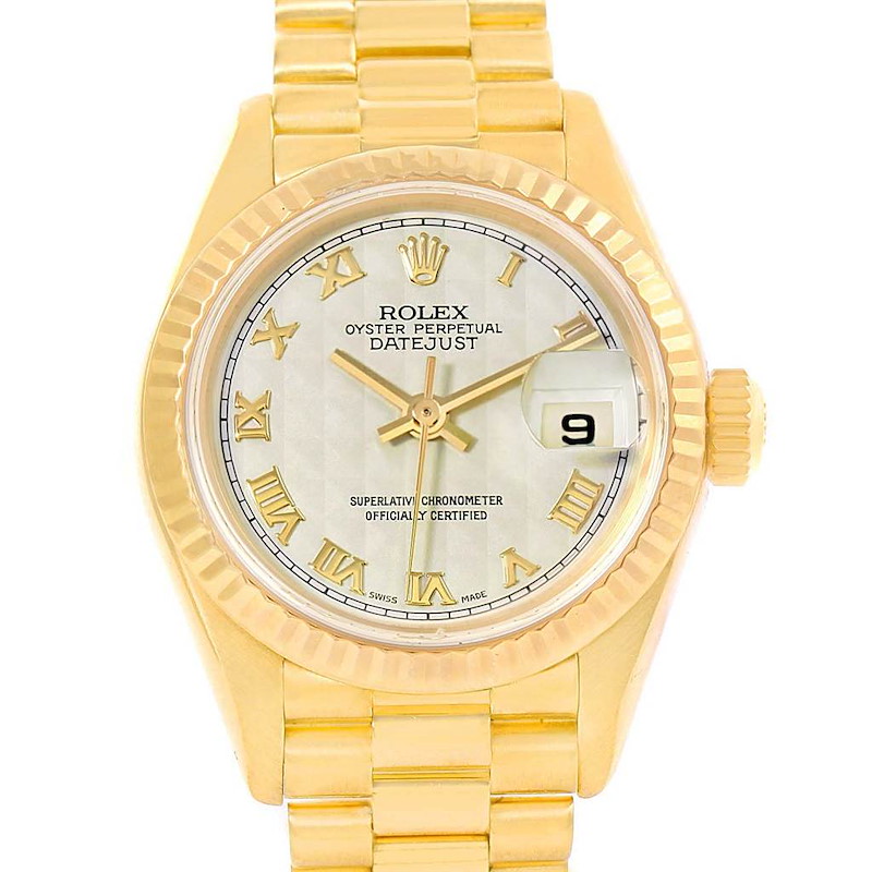Rolex President Datejust 18k Yellow Gold Pyramid Dial Ladies Watch 79178 SwissWatchExpo