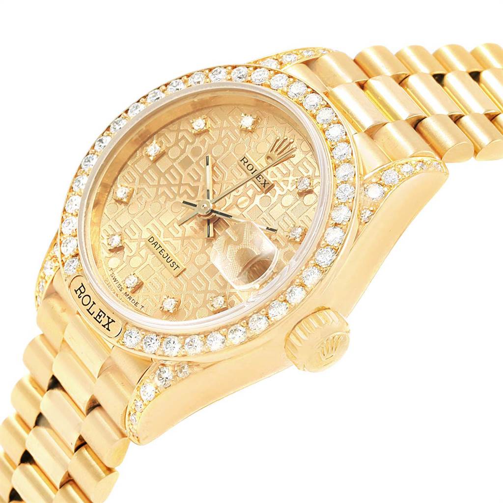 Rolex President Crown Collection Yellow Gold Diamond Ladies Watch 69158 ...