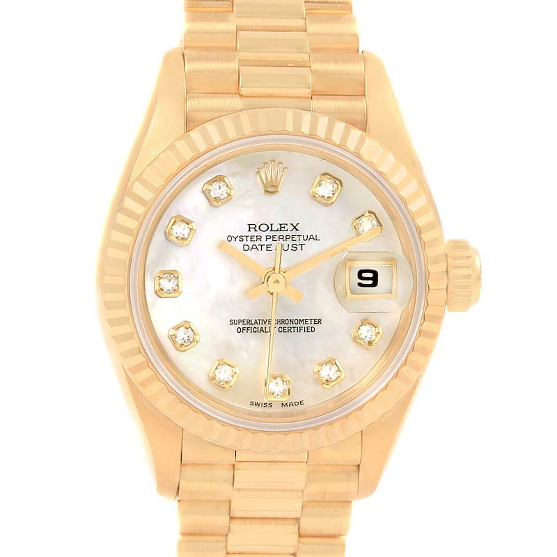 Rolex President Yellow Gold MOP Diamond Ladies Watch 69178 Box Papers SwissWatchExpo