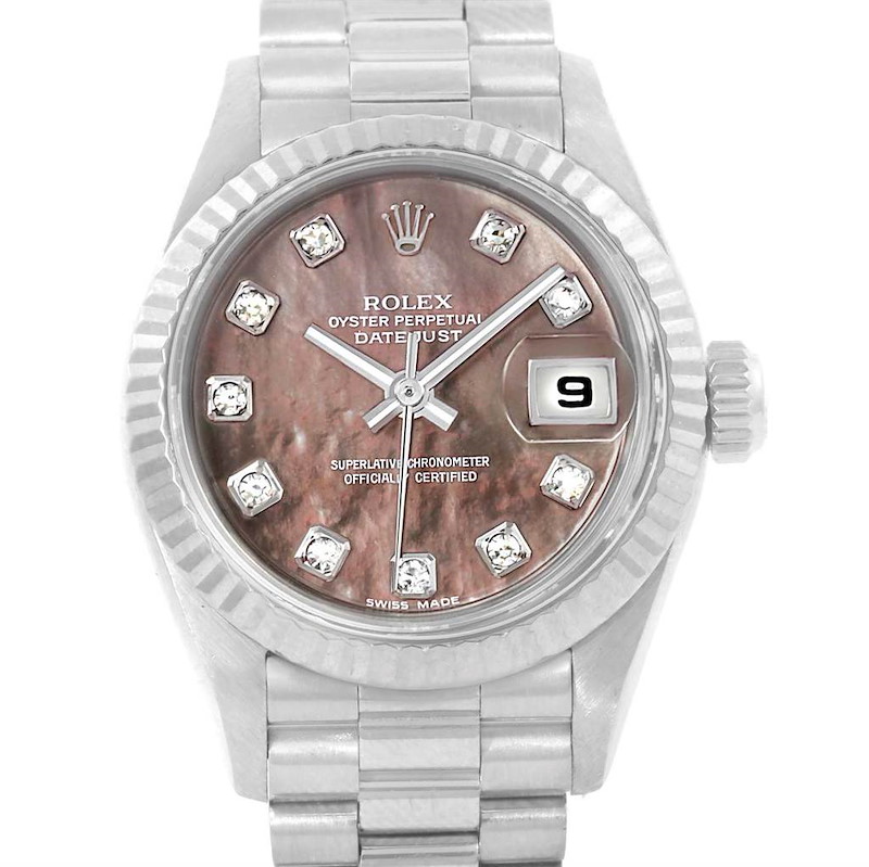 Rolex President Datejust White Gold Tahitian MOP Diamond Ladies Watch 69179 SwissWatchExpo