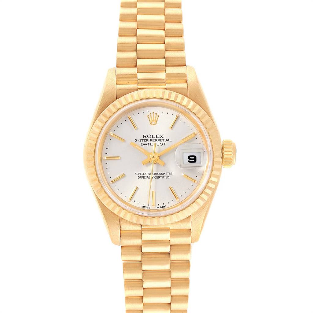 Rolex President Datejust 18k Yellow Gold Silver Dial Ladies Watch 79178 ...