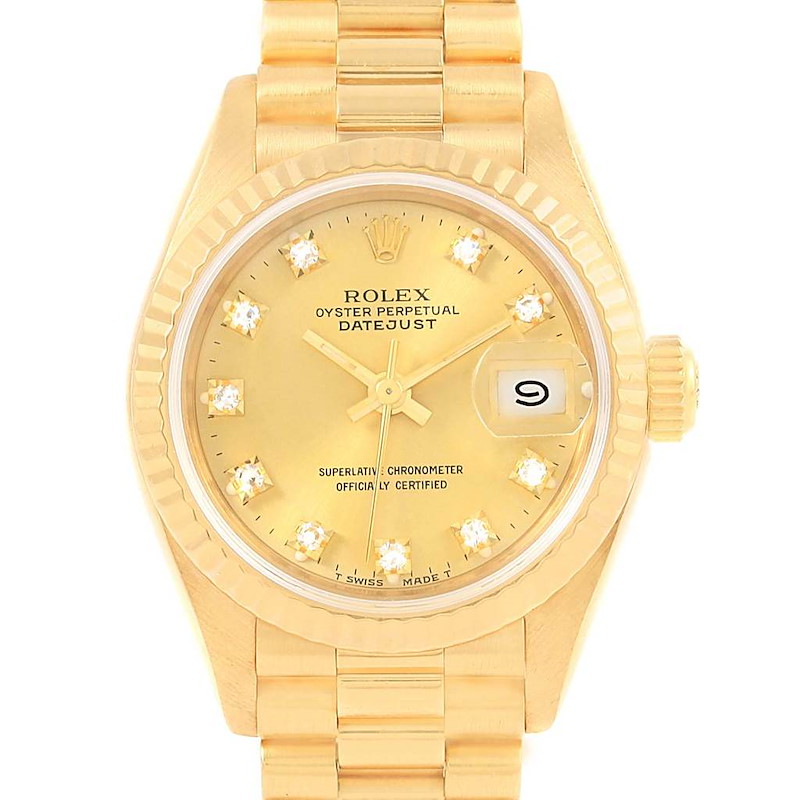 Rolex President Datejust Yellow Gold Diamond Ladies Watch Watch 69178 SwissWatchExpo