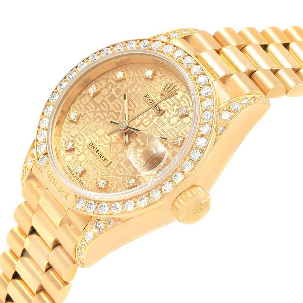 Rolex President Datejust 26 18K Yellow Gold Diamond Ladies Watch 69198 ...