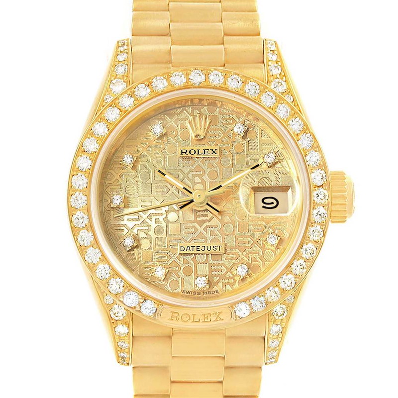 Rolex President Datejust 26 18K Yellow Gold Diamond Ladies Watch 69198 SwissWatchExpo