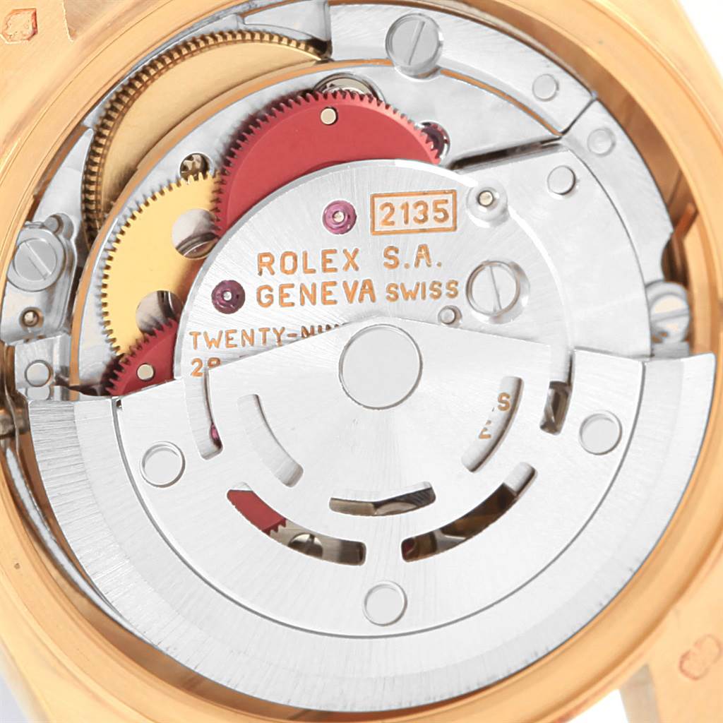 This image shows the movement mechanism of a Rolex President 69178 Women
s Yellow Gold Champagne Dial 69178 Women
s Yellow Gold Champagne Dial model watch, viewed from the back.