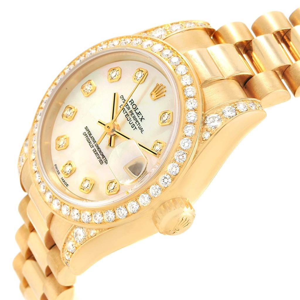 Rolex President Yellow Gold Diamond Dial Bezel Lugs Ladies Watch 179158 ...