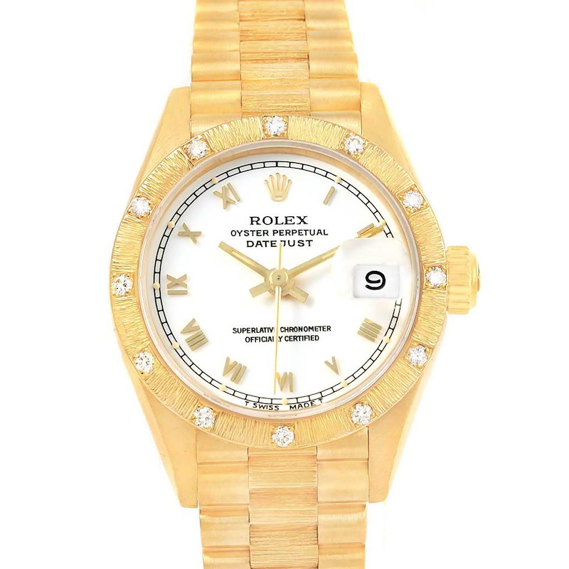 Rolex President Datejust 26 Yellow Gold Diamond Ladies Watch 69288 SwissWatchExpo