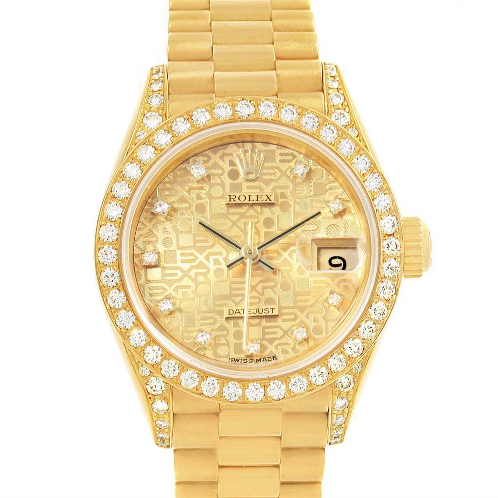 Rolex President Crown Collection Yellow Gold Diamond Ladies Watch 69158 ...