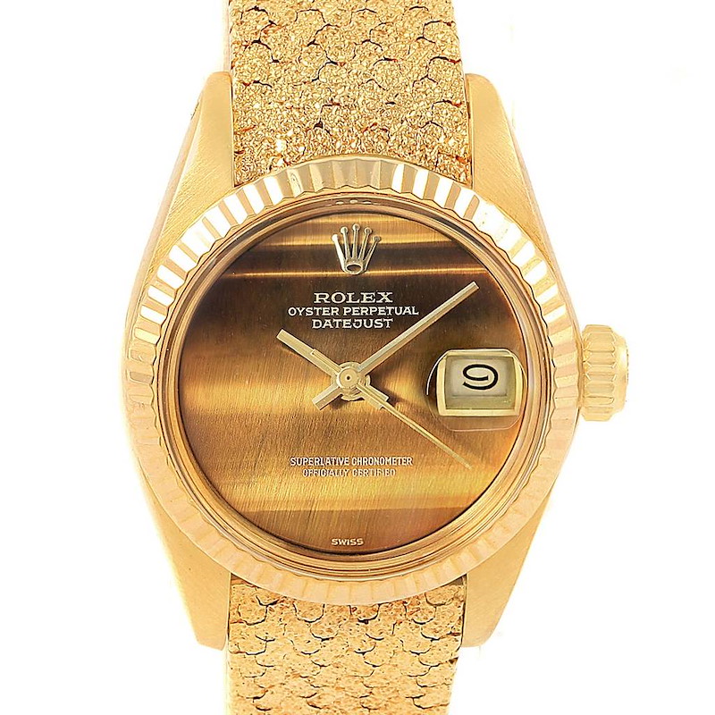 Rolex President Datejust Yellow Gold Tiger Eye Dial Ladies Watch 6917 SwissWatchExpo