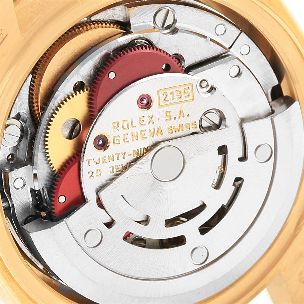 This image shows the intricate movement and inner mechanism of a Rolex President 69178 Women's Stainless Steel Champagne Dial 69178 Women's Stainless Steel Champagne Dial model watch.