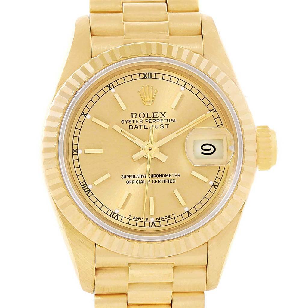 Rolex President Datejust 18k Yellow Gold 26mm Ladies Watch 69178 Swisswatchexpo 0936