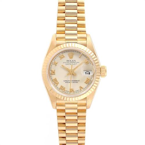 Photo of Rolex President Datejust Yellow Gold Ivory Dial Ladies Watch 69178 Box Papers
