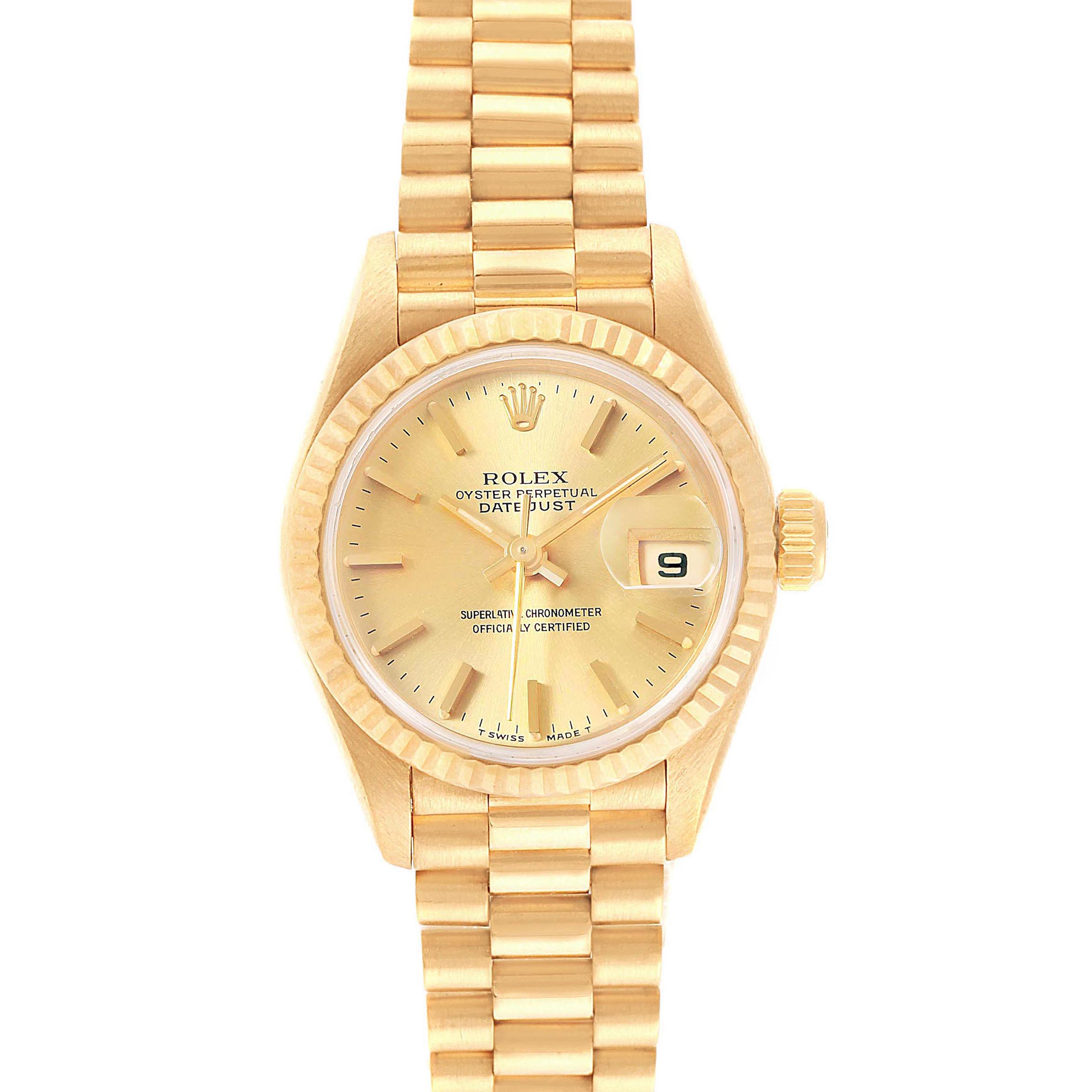 Rolex President Datejust 26mm 18k Yellow Gold Ladies Watch 79178 ...