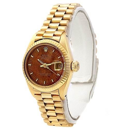 Rolex * President Ladies 18k y Gold Walnut Dial 6917 | SwissWatchExpo