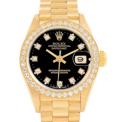 Photo of Rolex President Datejust 26 Yellow Gold Diamond Watch 69138 Box Papers