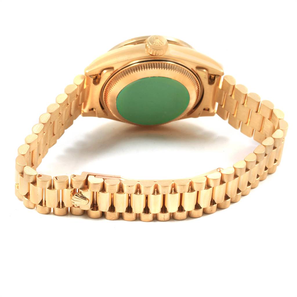 This image shows the back and bracelet of the Rolex President 79088 Women's Yellow Gold Mother of Pearl Dial 79088 Women's Yellow Gold Mother of Pearl Dial model watch.