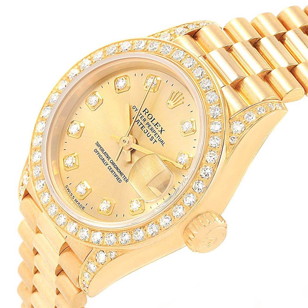 Rolex President Datejust 18K Yellow Gold Diamond Watch 79188 ...