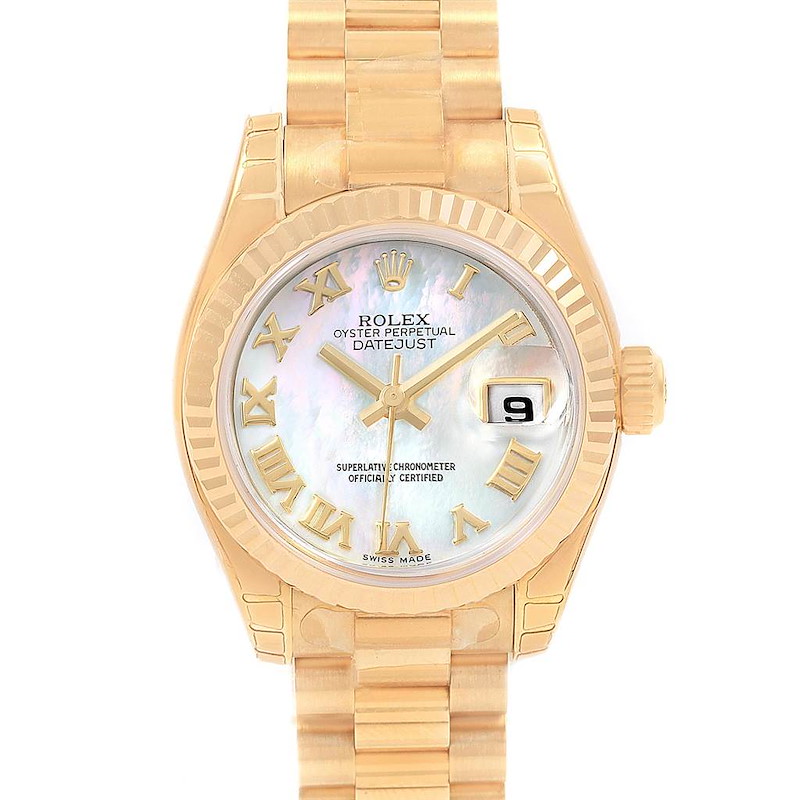 Rolex President Datejust 26 Yellow Gold MOP Dial Ladies Watch 179178 Unworn SwissWatchExpo