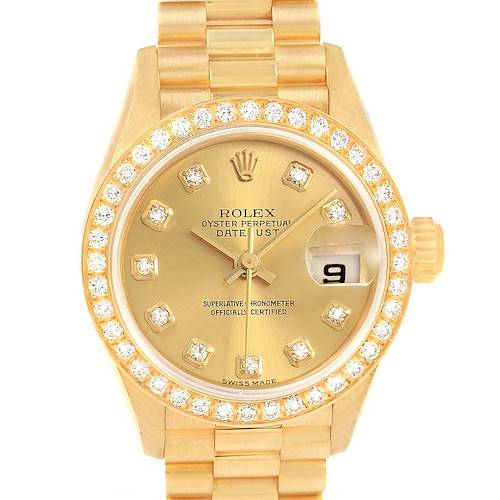 Photo of Rolex President Datejust Yellow Gold Diamond Ladies Watch 79138 Box Papers
