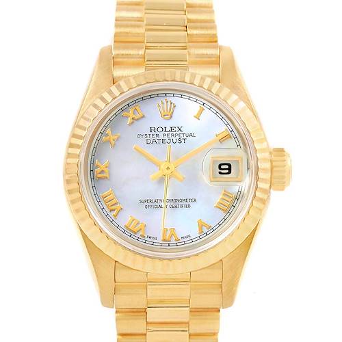 Photo of Rolex President Datejust Yellow Gold MOP Roman Dial Ladies Watch 69178