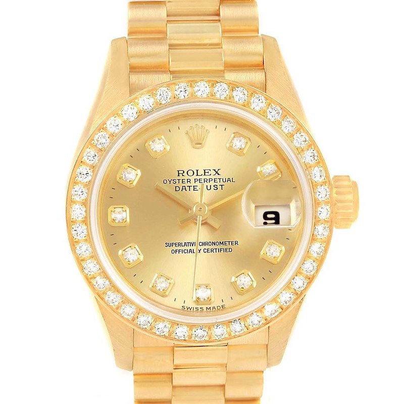 Rolex President Datejust Yellow Gold Diamond Ladies Watch 79138 Box SwissWatchExpo