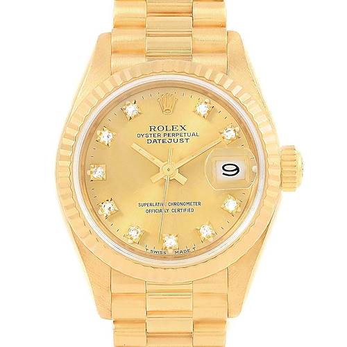 Photo of Rolex President Datejust 26 Diamond Dial Yellow Gold Ladies Watch 69178