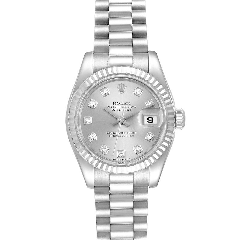 Rolex President Ladies White Gold Diamond Ladies Watch 179179 SwissWatchExpo