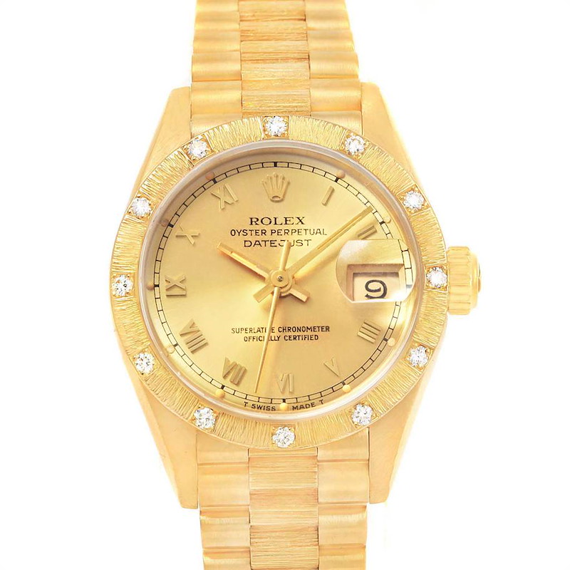 Rolex President Datejust Yellow Gold Jubilee Diamond Ladies Watch 69288 SwissWatchExpo