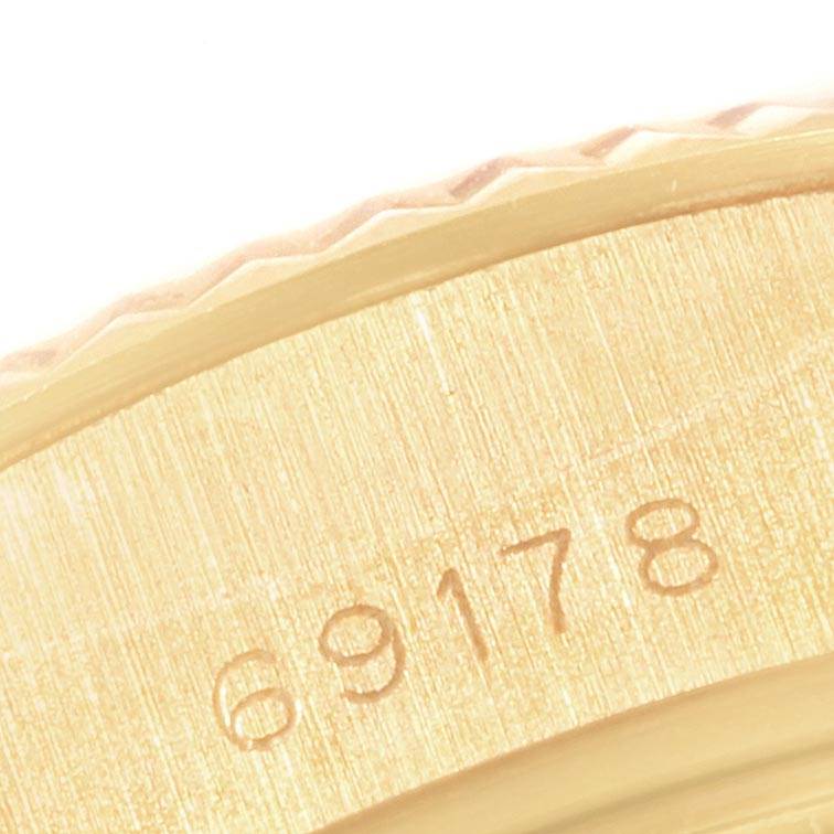 This image shows a close-up of the side of a Rolex President 69178 Women's Yellow Gold Champagne Dial 69178 Women's Yellow Gold Champagne Dial model watch, highlighting the model number "69178."