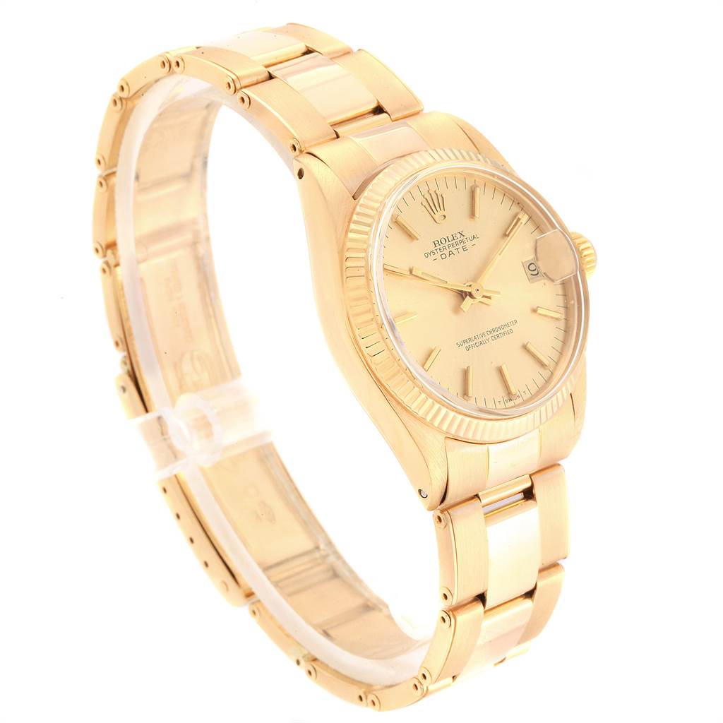 The Rolex President 6827 Women
s Yellow Gold Champagne Dial 6827 Women
s Yellow Gold Champagne Dial model watch is shown at a three-quarter angle, displaying the dial, bezel, bracelet, and part of the crown.