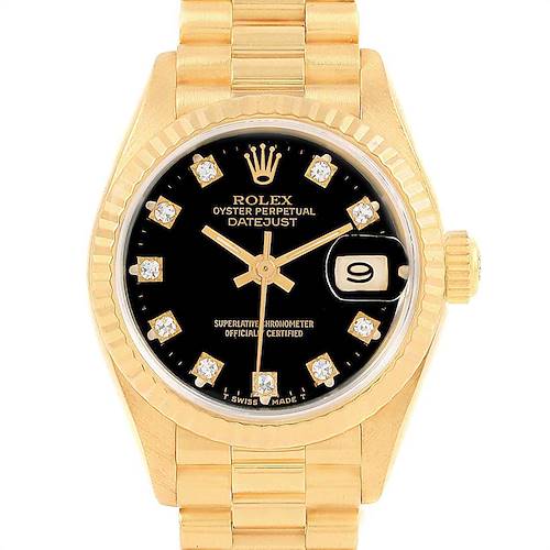 Photo of Rolex President Black Diamond Dial Yellow Gold Ladies Watch 69178