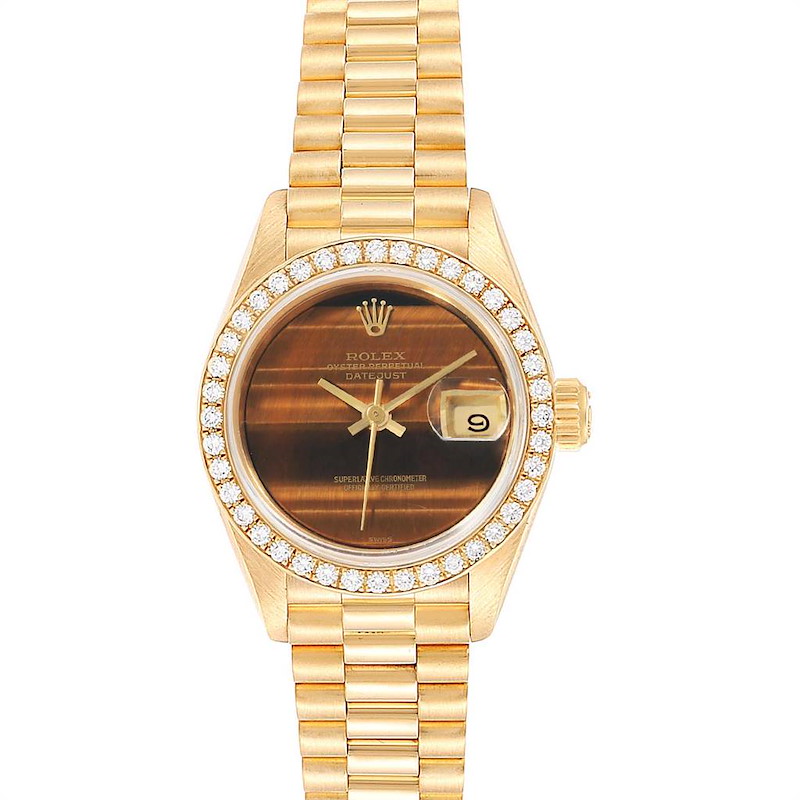 Rolex President Datejust 26 Yellow Gold Diamond Ladies Watch 69138 SwissWatchExpo
