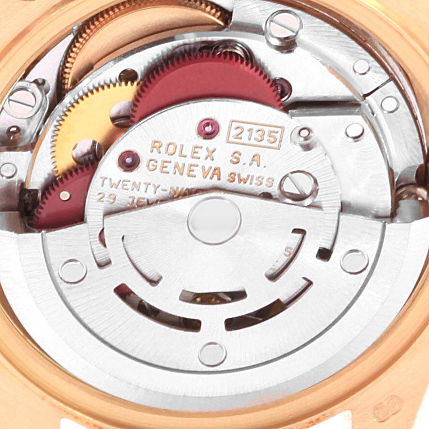 The image shows an up-close view of the internal mechanism of a Rolex President 69158 Women
s Yellow Gold White Dial 69158 Women
s Yellow Gold White Dial model watch.